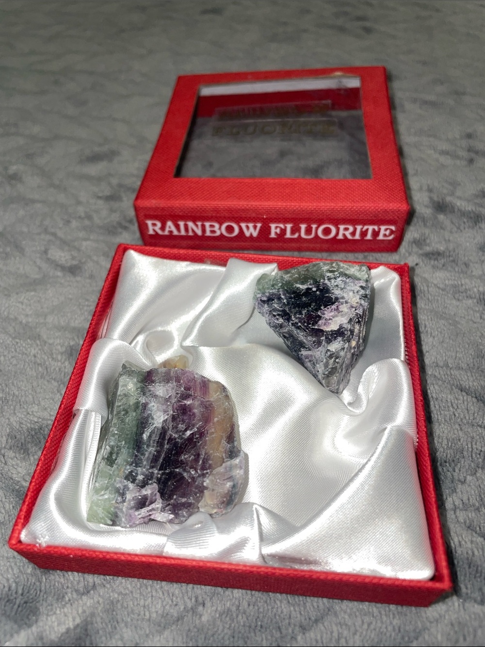 Rainbow Fluorite Raw Stone Set - Multicolor Crystal Jewelry Accent